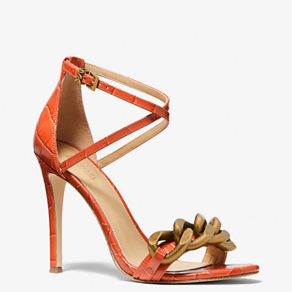Michael Michael Kors Scarlet Chain Link Orange Strappy Heels